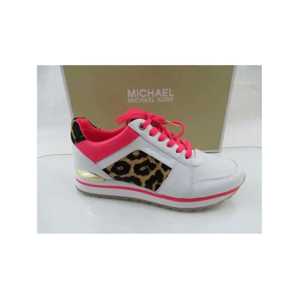 Michael Kors Billie Trainer Lace Up Fashion Sneakers Optic White Multi Size 7.5